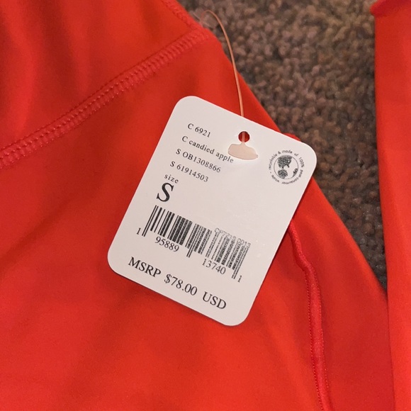 NWT Free People movement Hearts Aflutter Legging Ruffle Detail Red Pink Size S - Picture 7 of 7